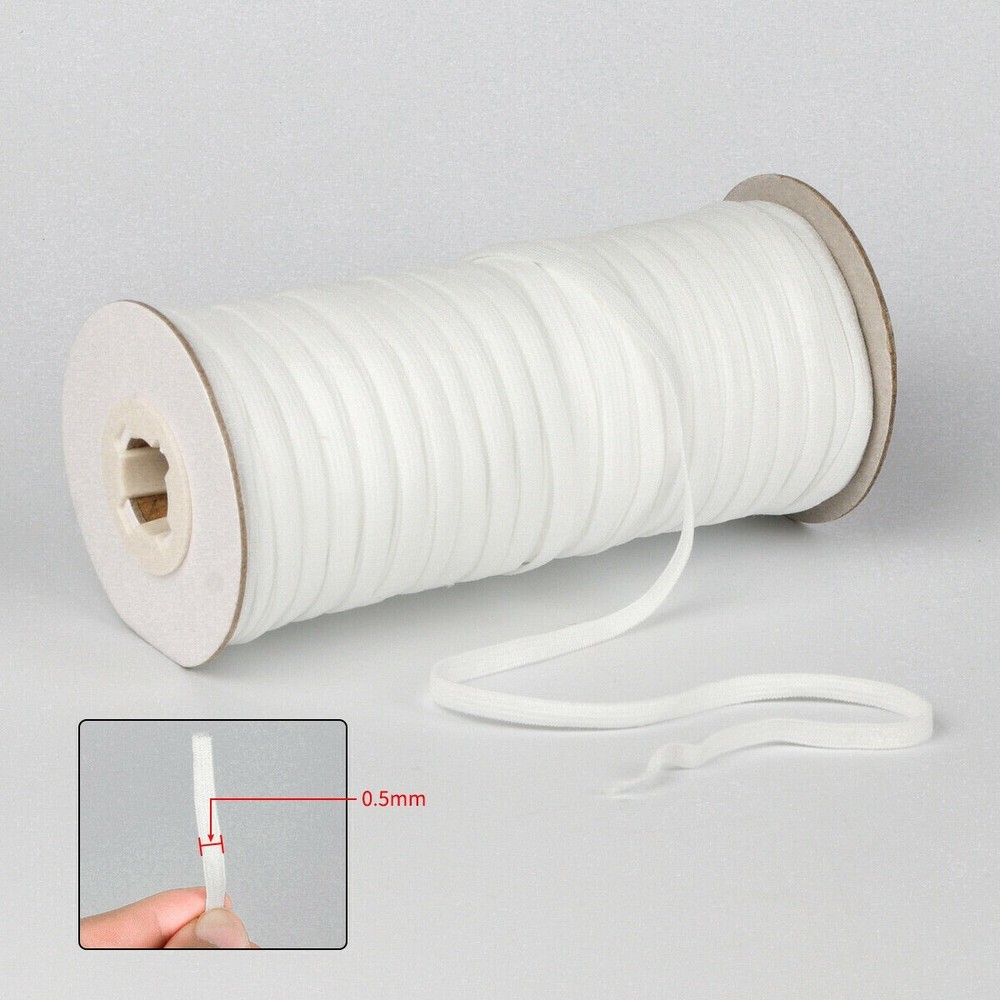 5mm 75 Yards White Flat Elastic Band for DIY Trousers Sewing Clothing 2pcs