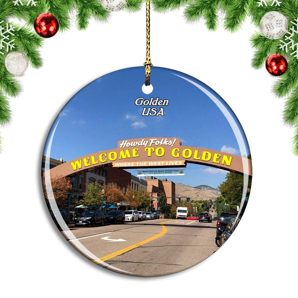 USA America Golden Sign Colorado Christmas ornament city travel souvenir