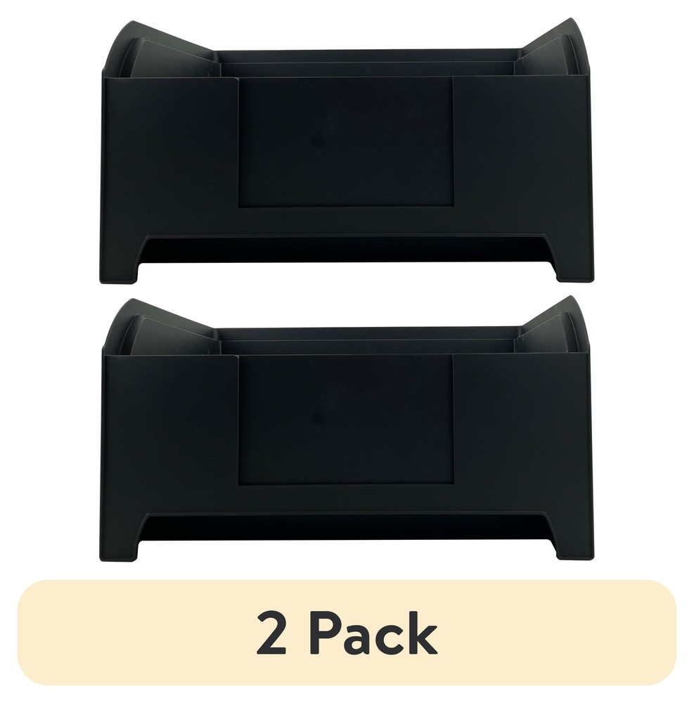 Hyper Tough 2-Pack Large Stackable Black Plastic Storage Bins