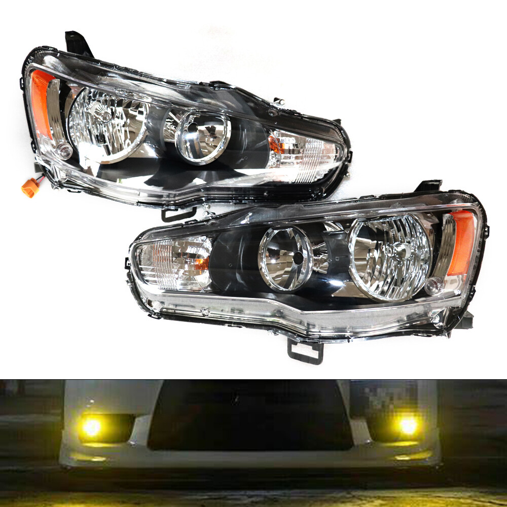 Pair Fits Mitsubishi Lancer 2008-2017 Halogen Headlights Headlamps Left + Right