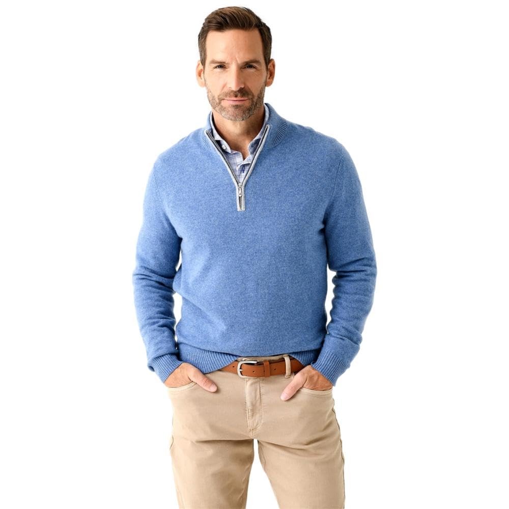 Johnnie-O Men's Laguna Blue Mayfair Quarter-Zip Sweater in US Alpha Sizing