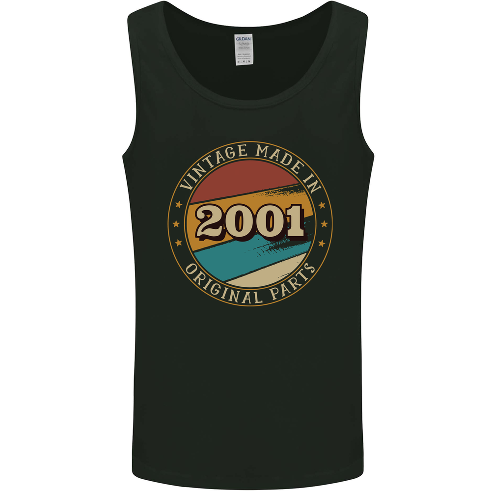 24th Birthday  Vintage Made In 2001 Mens Vest Tank Top