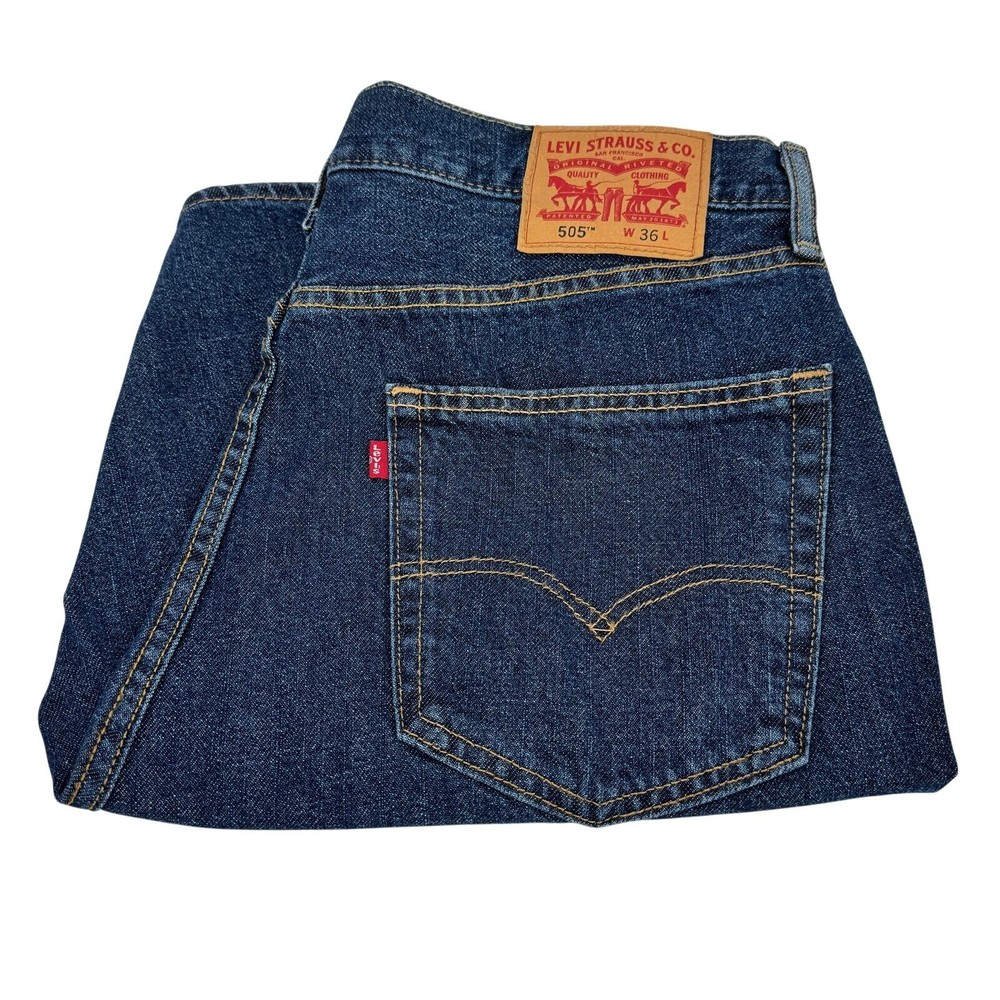 Levi's 505 Shorts Mens 36 (36x9.5 ACTUAL) Blue Denim Regular Fit Jean Jorts