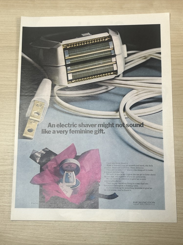 Remington Electric Shaver Womens 1966 Vintage Print Ad Life Magazine