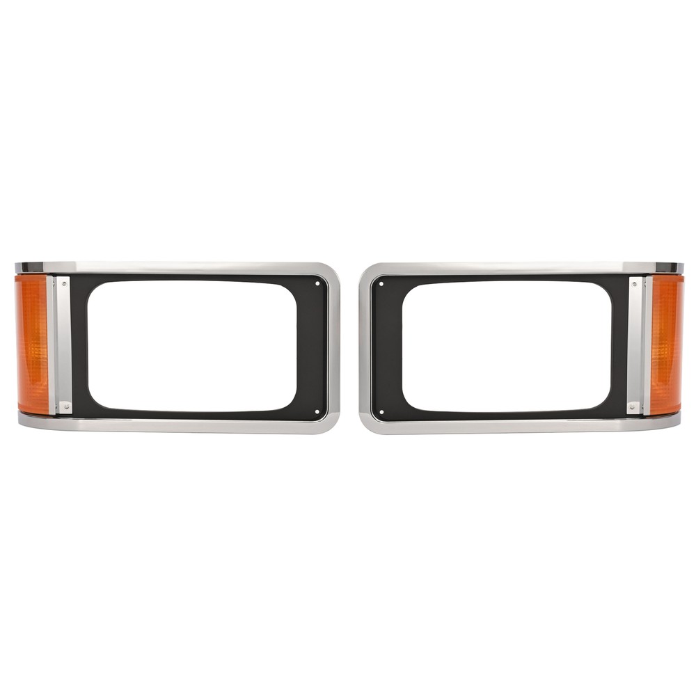 Amber Halogen Headlight Bezels W/bulbs  For Mack CH613 SFA Hood Truck 1990-2017