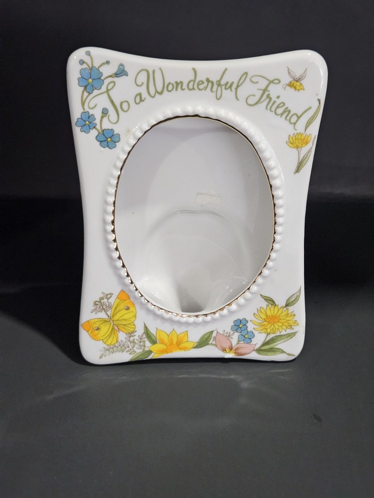 Vintage Enesco Porcelain Picture Frame Gift For A Wonderful Friend