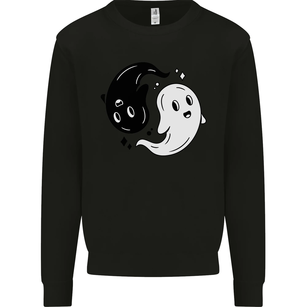 Funny Halloween Ying Yang Ghosts Mens Sweatshirt Jumper