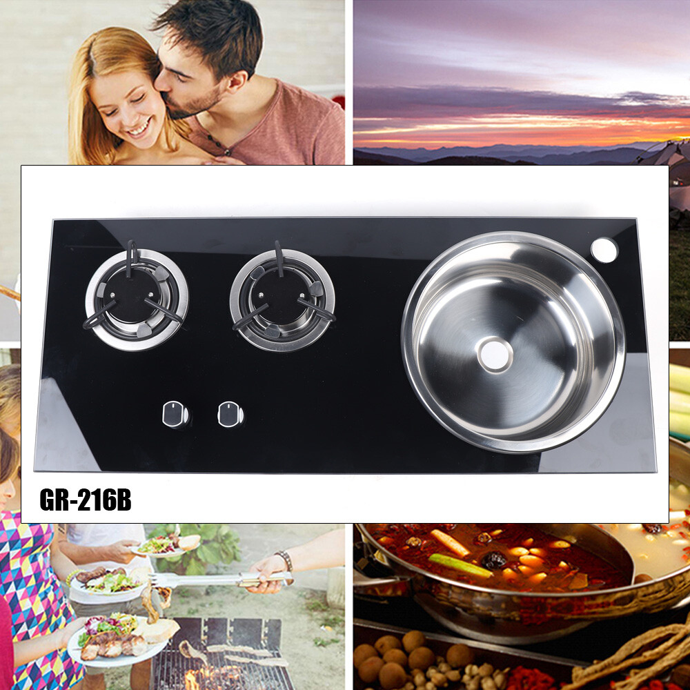 2 Burner LPG With Sink Combo Cooktop Boat Caravan RV Camper Gas Stove Hob