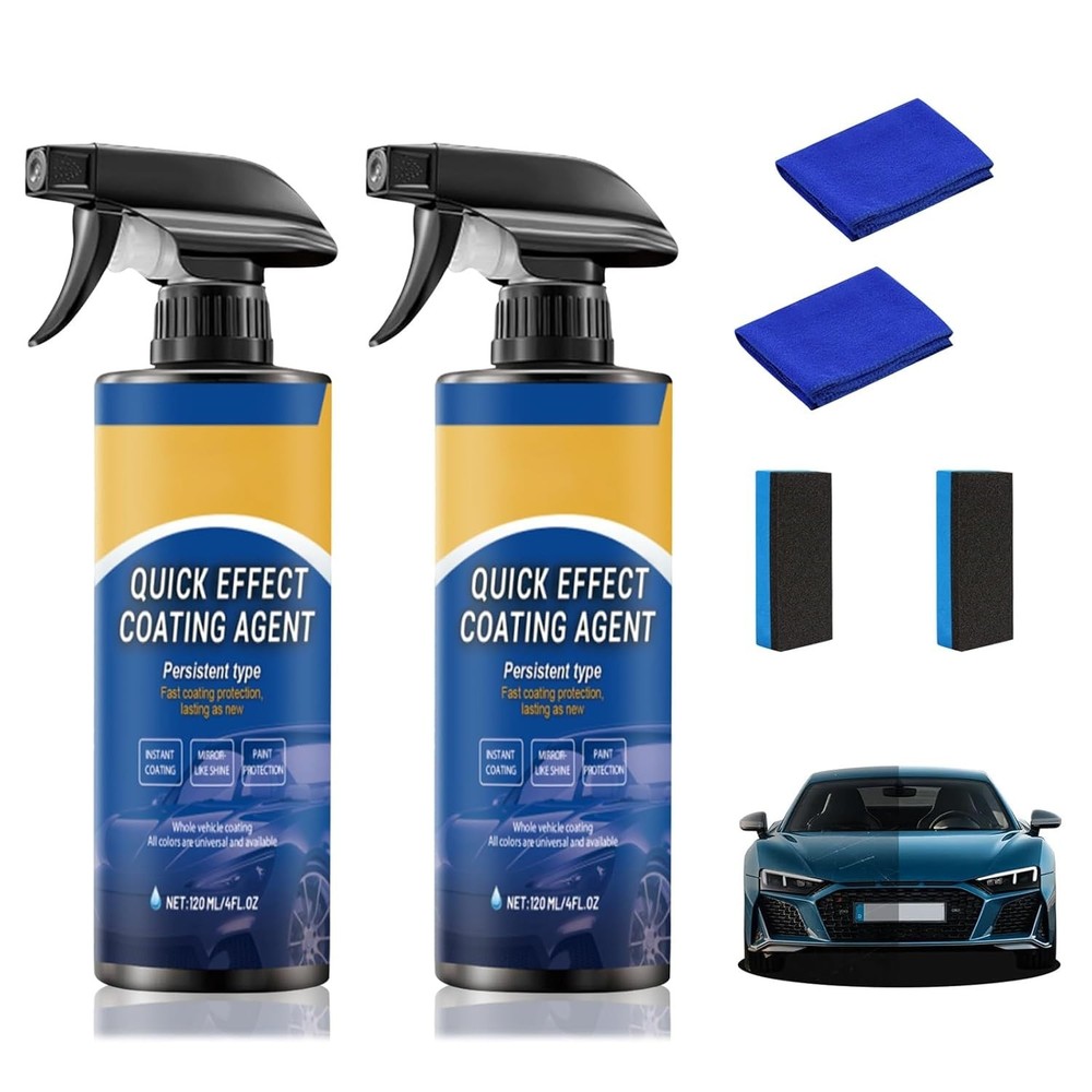 Quick Effect Car Coating Spray 2 Pack, Waterless Wash Polish, Paint Protection