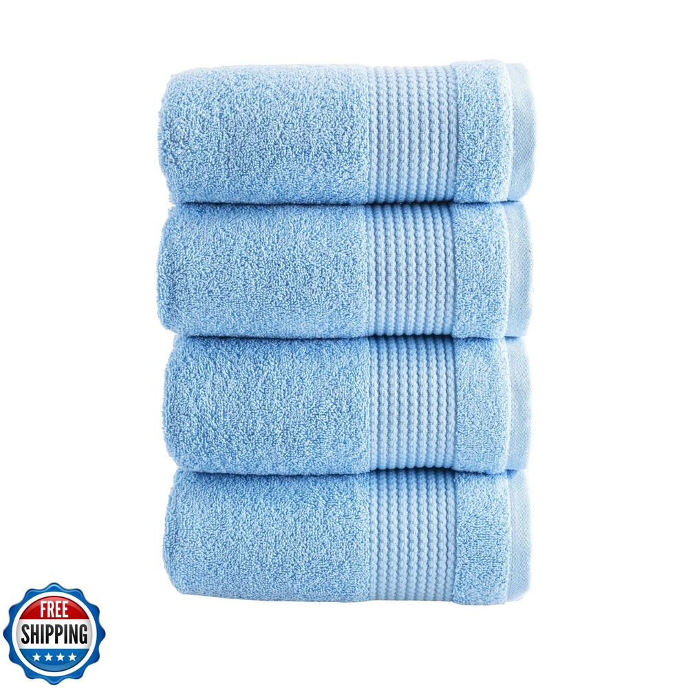 HALLEY Turkish Cotton Towels (Pack of 4) Hand Towels Super Soft Highly Absorb