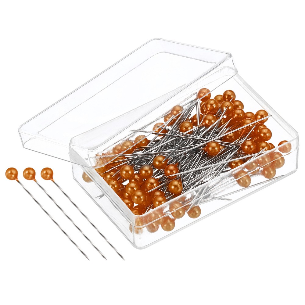 400 Pcs Orange Pearlized Ball Head Quilting Pins for Sewing and Crafting