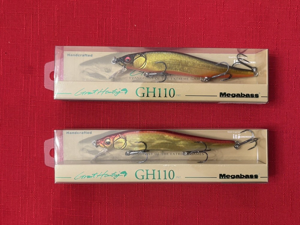 2 Megabass Great Hunting 110 Slow Floating Jerkbait, GH110, NEW - JDM Bait Lure