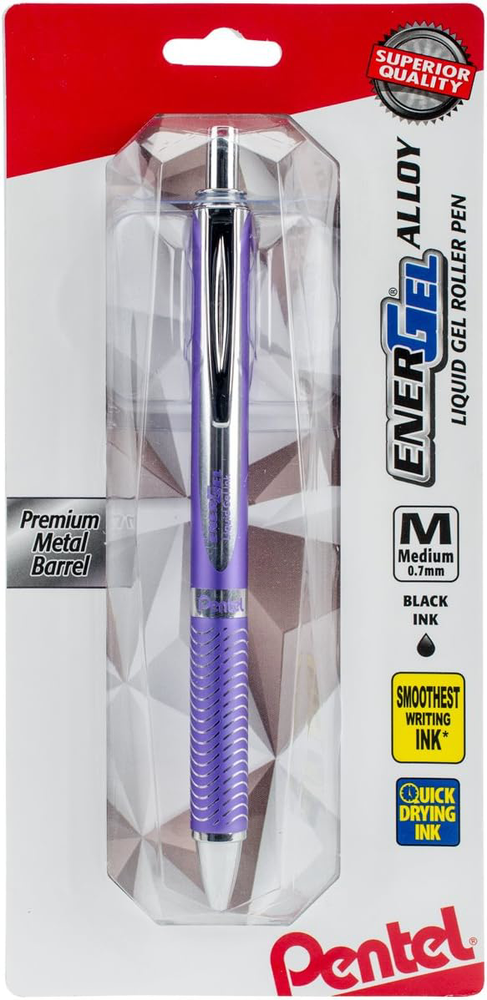 Pentel EnerGel Alloy RT Liquid Gel Pen 0.7mm Black Ink Violet Barrel