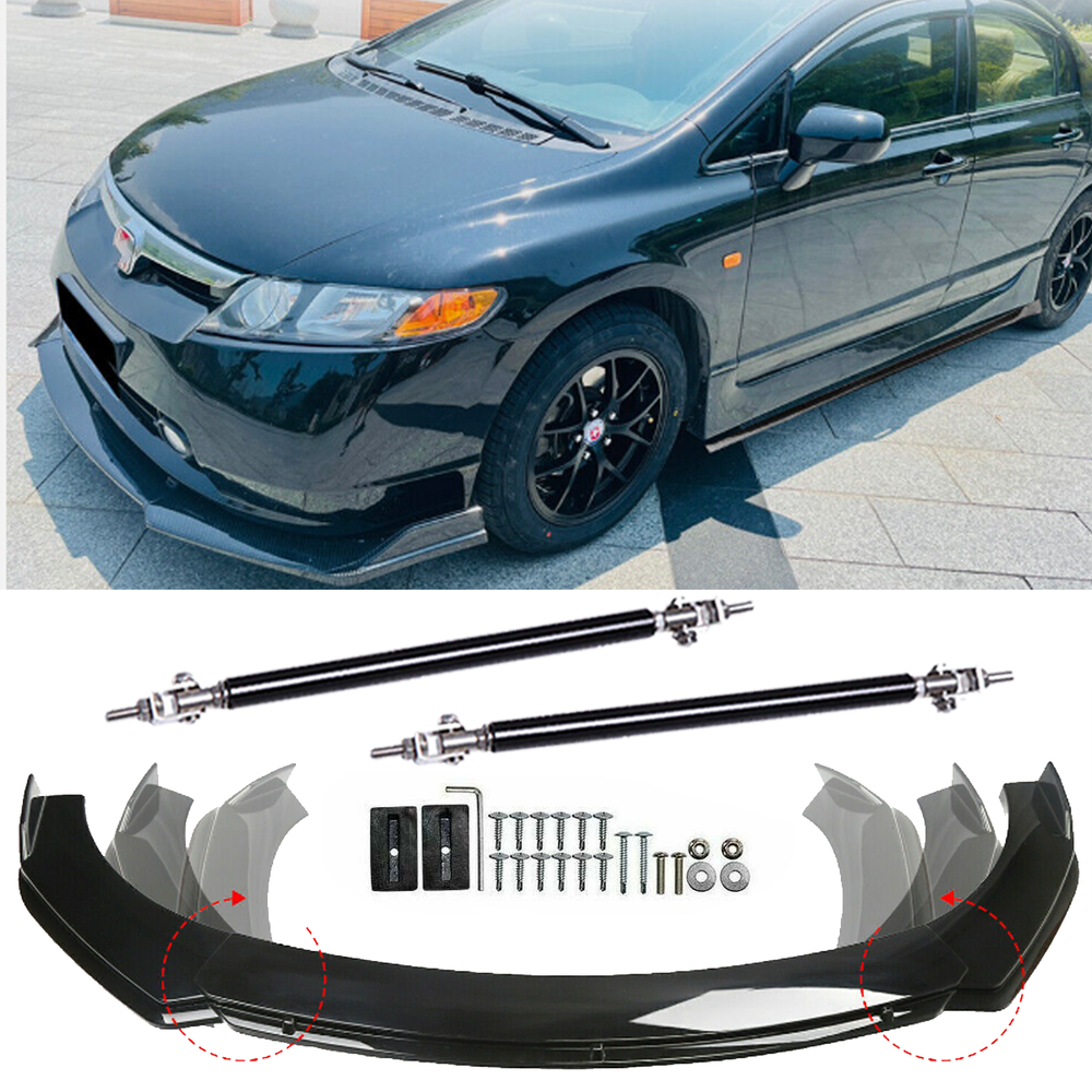 For Honda Civic 06-11 Front Bumper Lip+Part Accessories Splitter+Spoiler Body