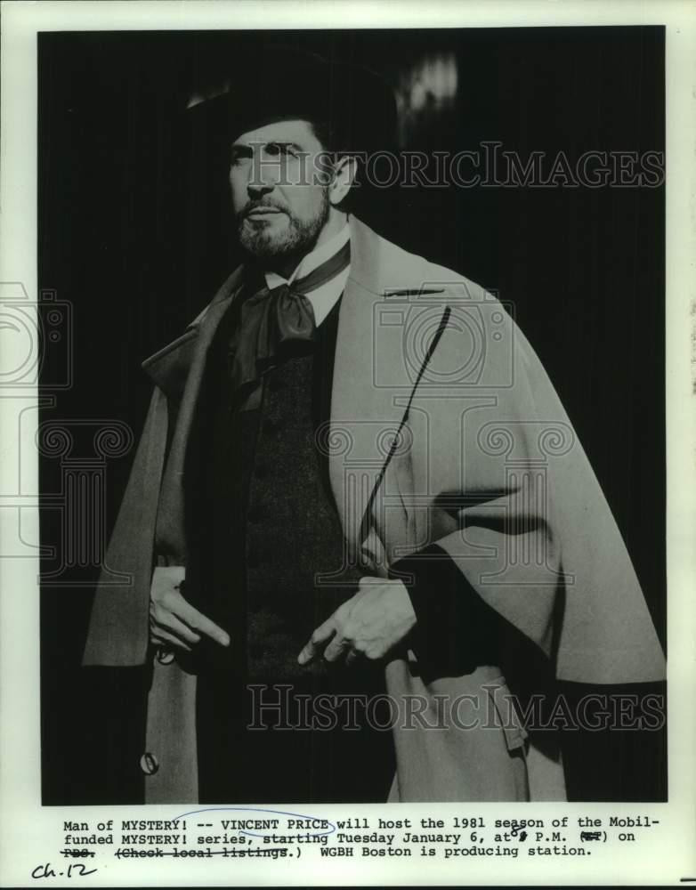 1980 Press Photo Vincent Price, actor, to host Mobil-funded series, 