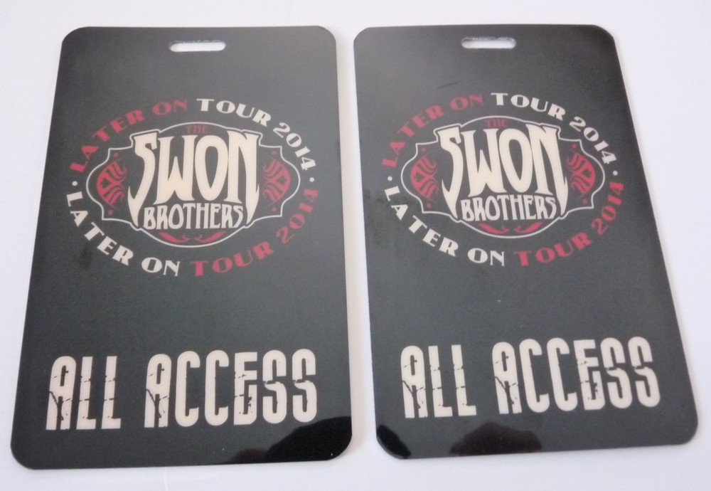 The Swon Brothers Later On 2014 AA Concert Tour Backstage Laminate Pass D12