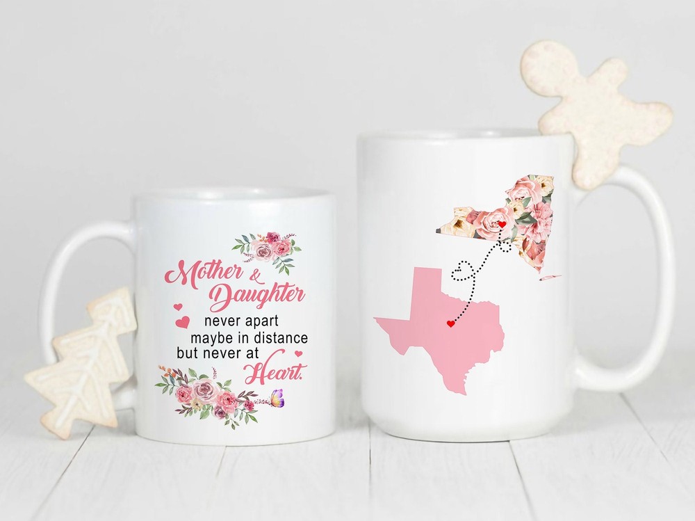 Personalized Mother And Daughter Map Mug Custom Mom Daughter Mug Mom Birthday