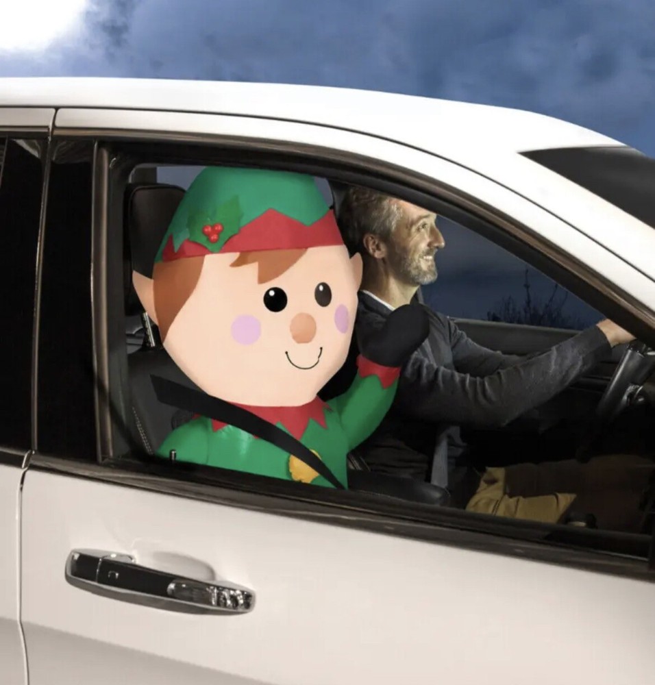 3ft Energy-Saving LED Inflatable Elf Car Decor for Christmas by Gemmy