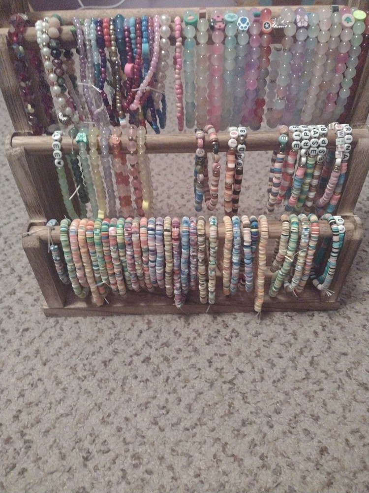 3 Unique Handmade Clay Bead Bracelets - Boho Chic Style