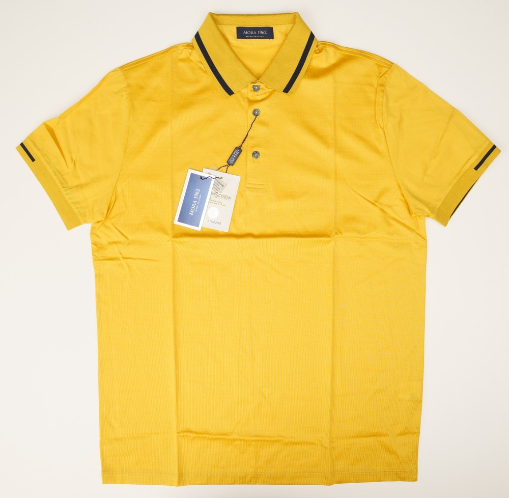 MORA 1962 Italy Solid Gold Polo Shirt Lightweight Jersey Cotton Regular Fit M