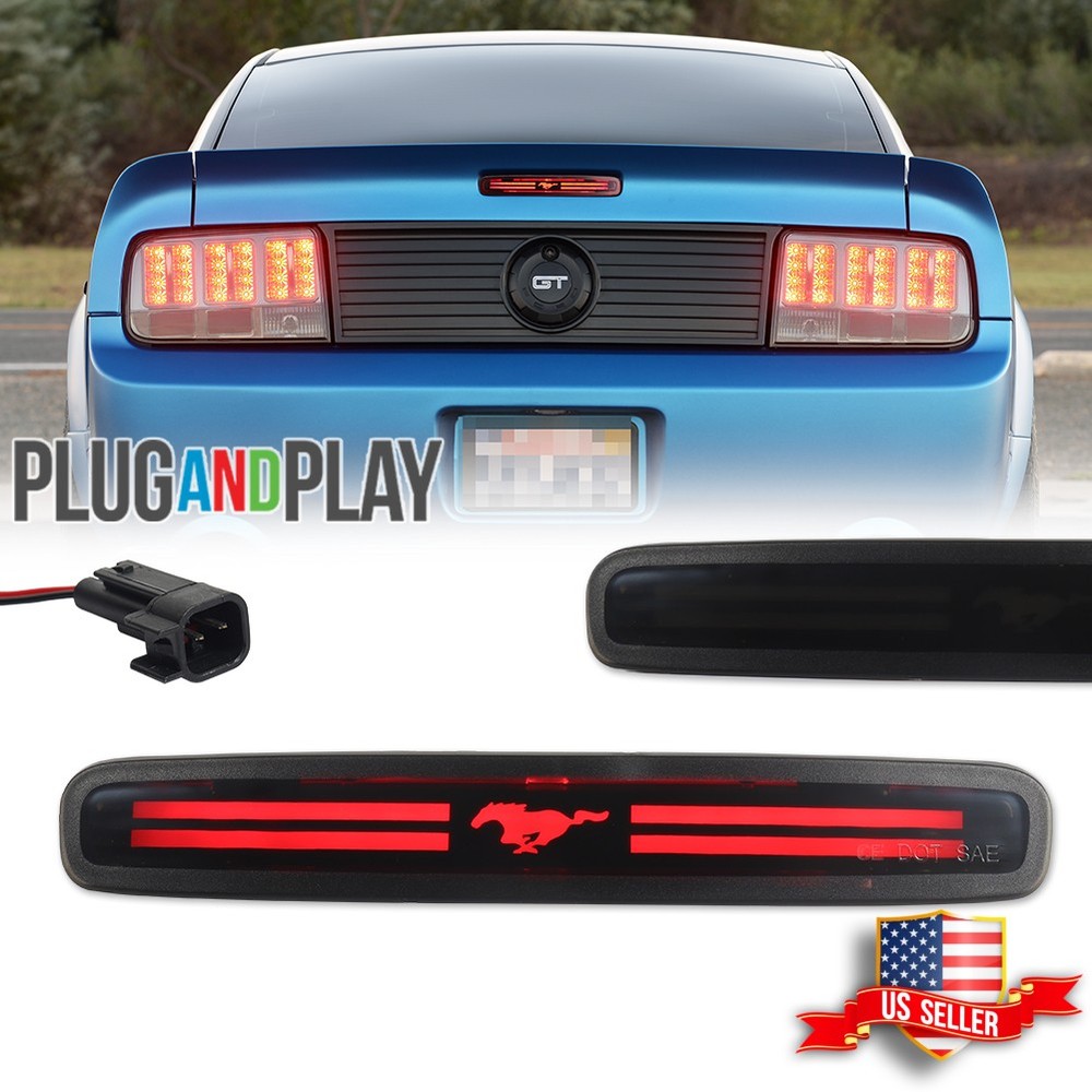 Smoked Lens Pony Red LED Third 3rd Brake Stop Light For 2005-2009 Ford Mustang