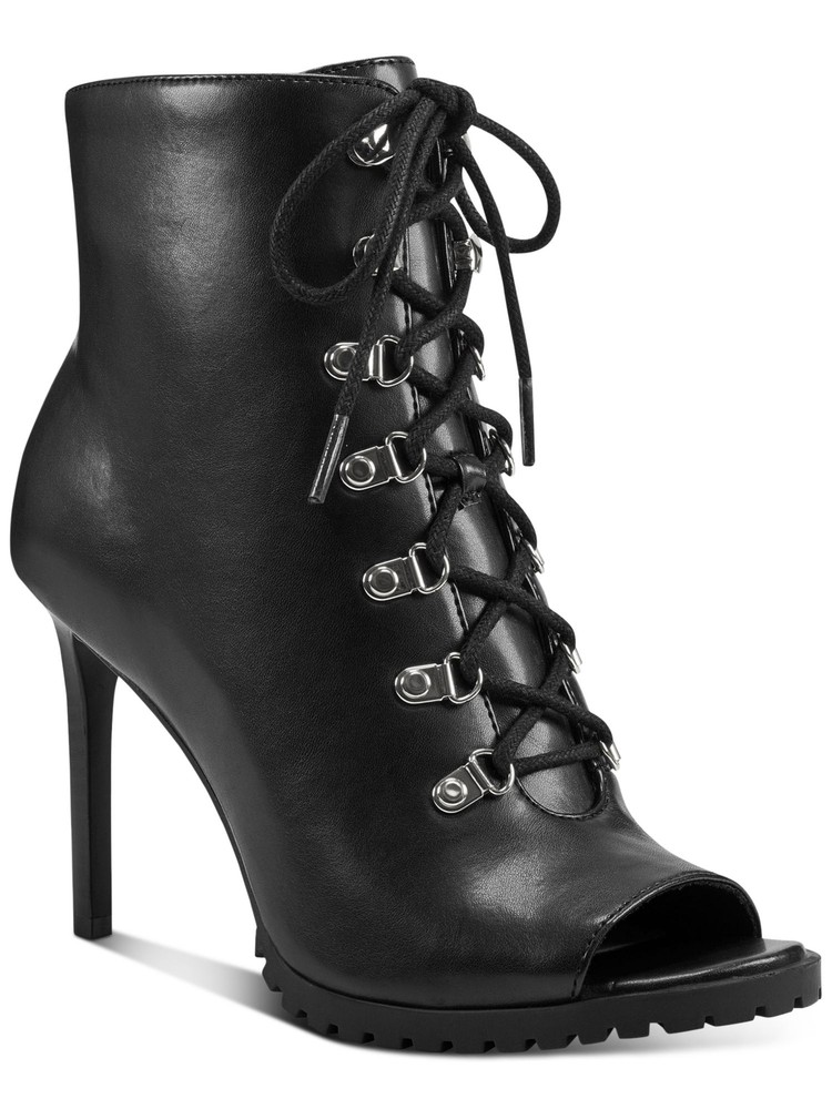 INC Womens Black Front Arch Support Florita Open Toe Stiletto Zip-Up Booties 6 M