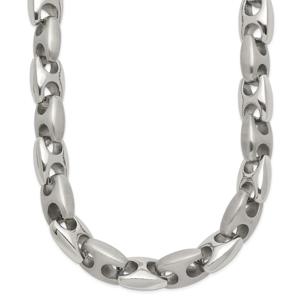 Stainless Steel Brushed and Polished Link Chain Necklace 20