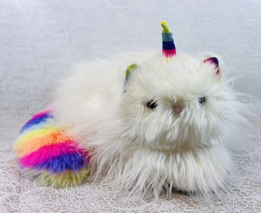 Douglas Ziggy Caticorn White Cat Unicorn Plush Rainbow Tail Stuffed Animal Kitty