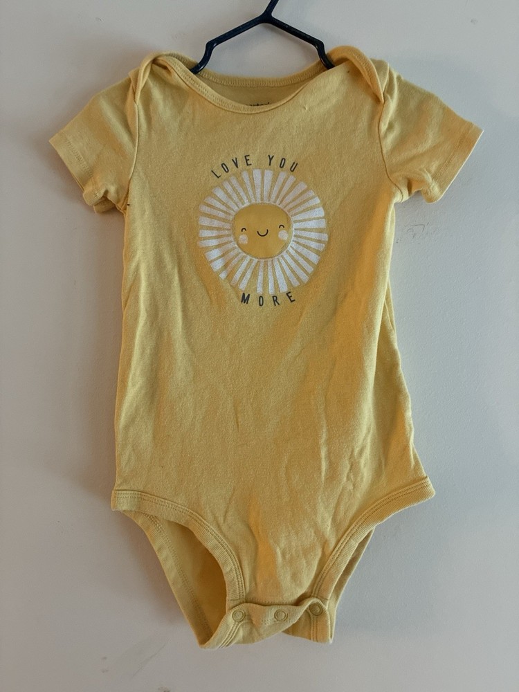 Carters Baby Girl Happy Sun Graphic 100% Cotton Short Sleeve Bodysuit Yellow 24M