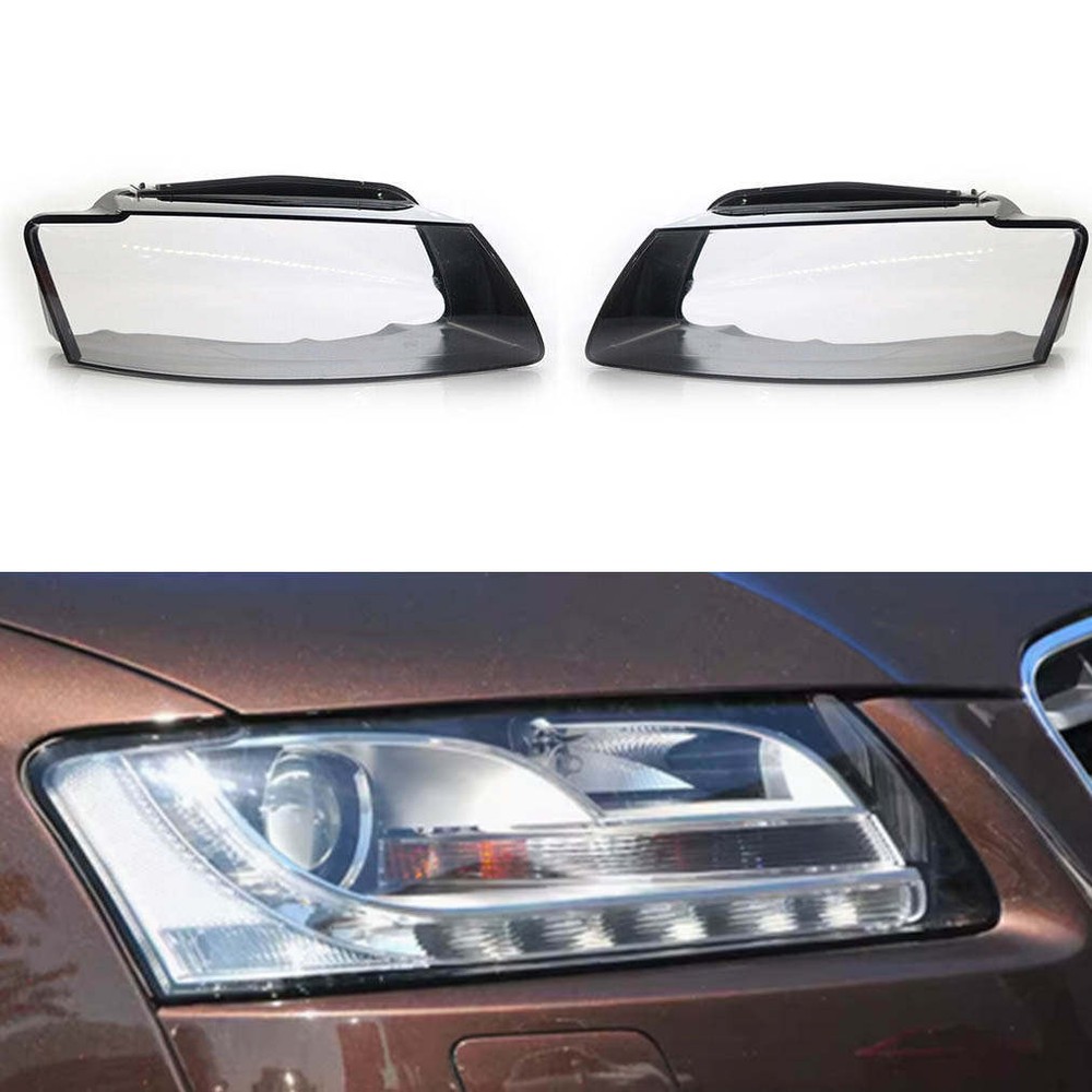 Pair of Front Headlight Lens Clear Headlamp Shell Cover For Audi A5 2008-2010