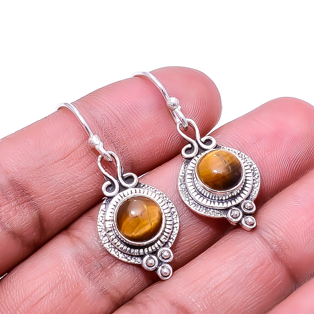 Yellow Tiger Eye - South Africa 925 Sterling Silver Earring 1.40