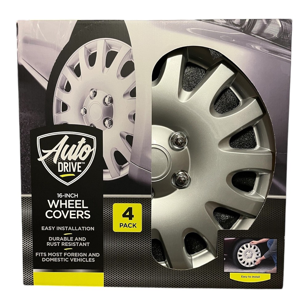 Auto Drive 16-Inch Wheel Covers 4 Pack Silver: Easy Installation and Durable