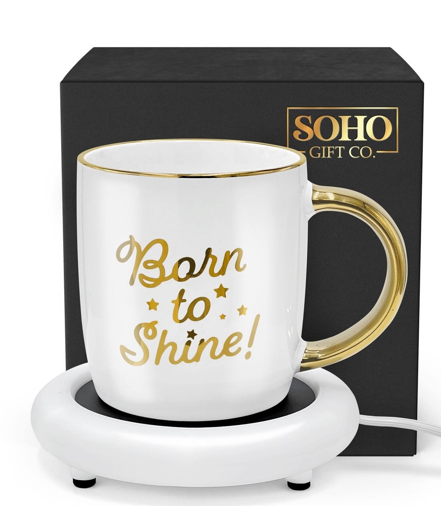 Electric Coffee Mug Warmer with Motivational Quotes for Coffee Lovers Gift