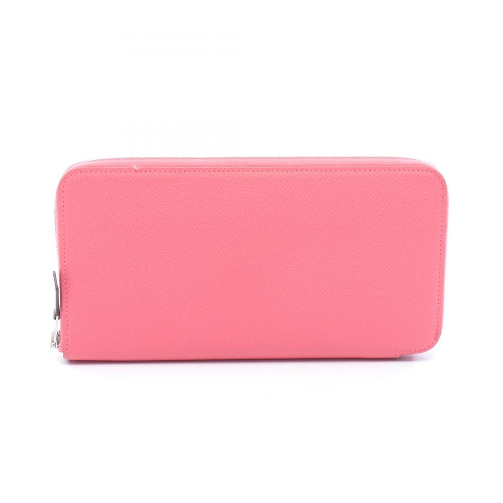 HERMES Azap long SilkIn Around wallet purse D Epsom leather Rose azalee Used SHW