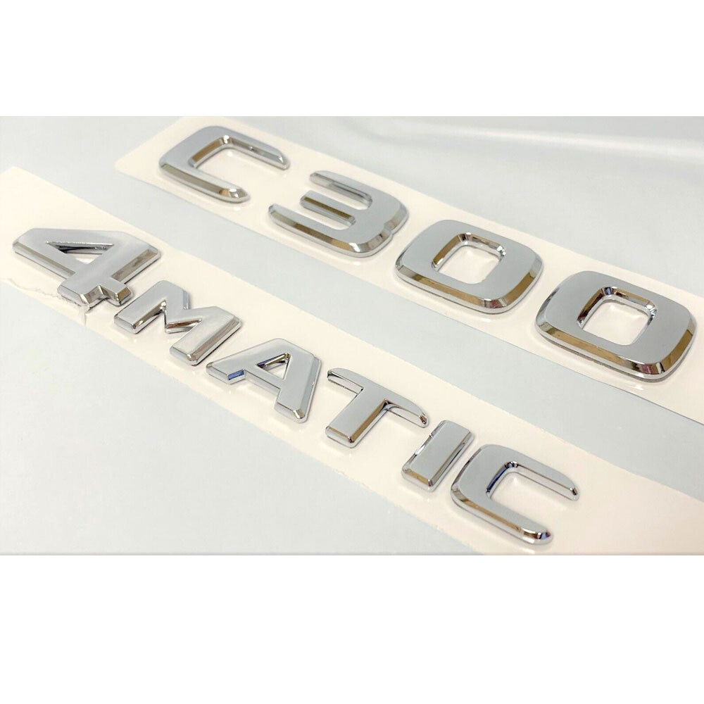 1 SET C300 4MATIC CHROME REAR TRUNK EMBLEM BADGE NAMEPLATE DECAL NUMBER
