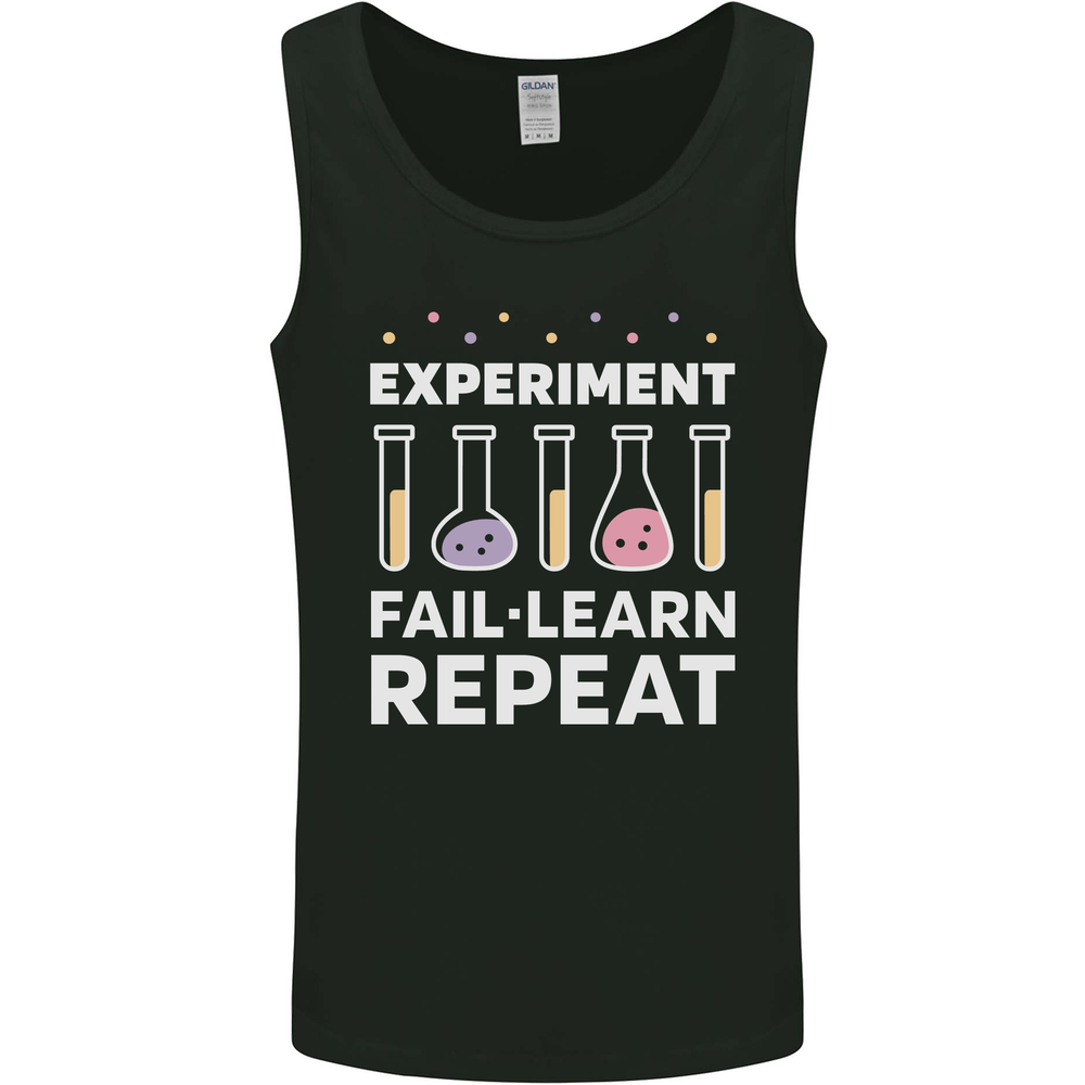 Science Experiment Fail Repeat Chemistry Geek Mens Vest Tank Top