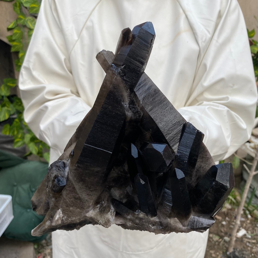6.8LB Smoky Black Quartz Crystal Cluster Mineral Specimen for Healing