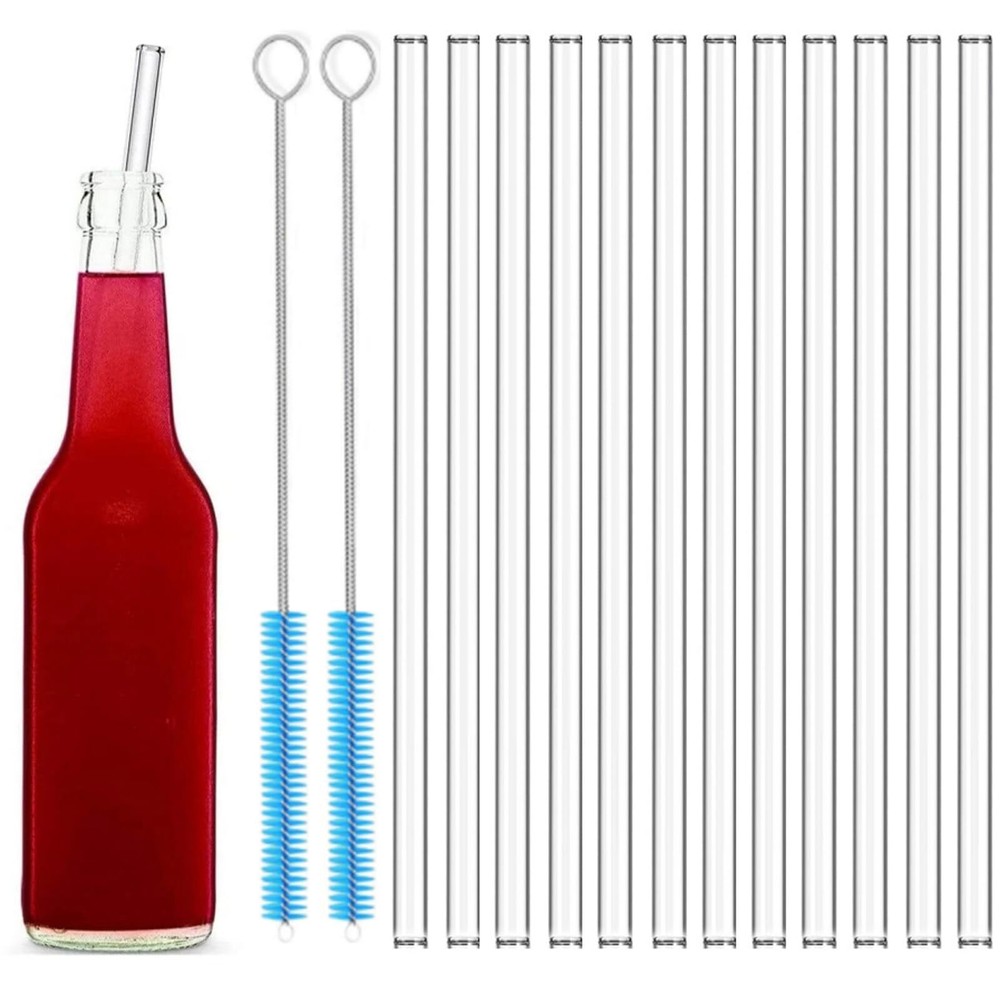 12-Inch Extra-Long Reusable Glass Straws for 40oz Tumblers