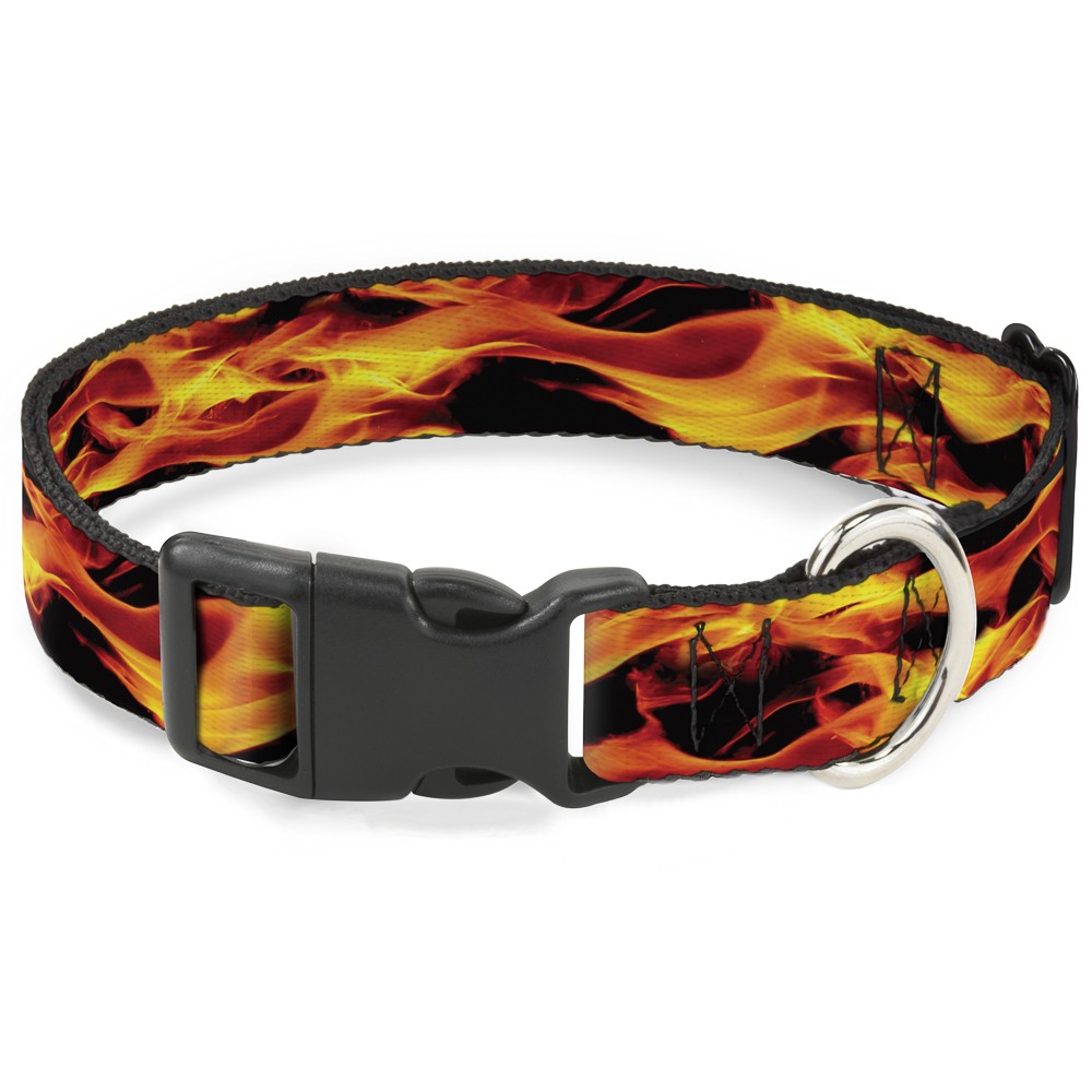 Plastic Clip Collar Flames Vivid Black/Orange Large 15-24