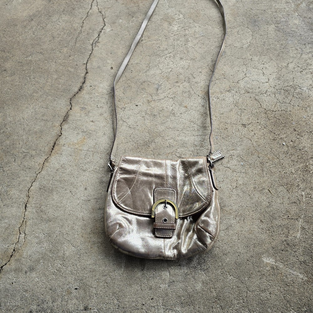 Vintage Coach Metallic Shimmer Buckle Flap Soho Shoulder Cross Bag Y2K