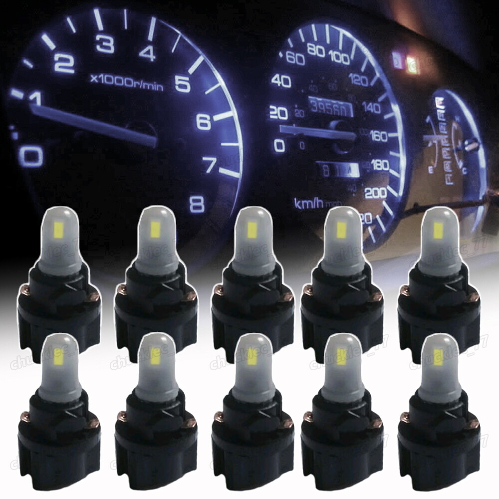 10pcs T5 LED Bulbs White Car Dashboard Instrument Panel Light Lamp Accessories