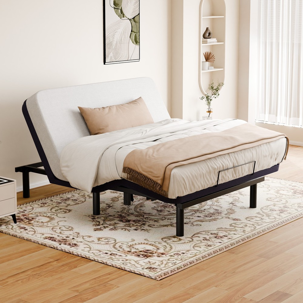 FunniHomi S1 Queen Adjustable Bed Frame and Gel Memory Foam Mattress Set