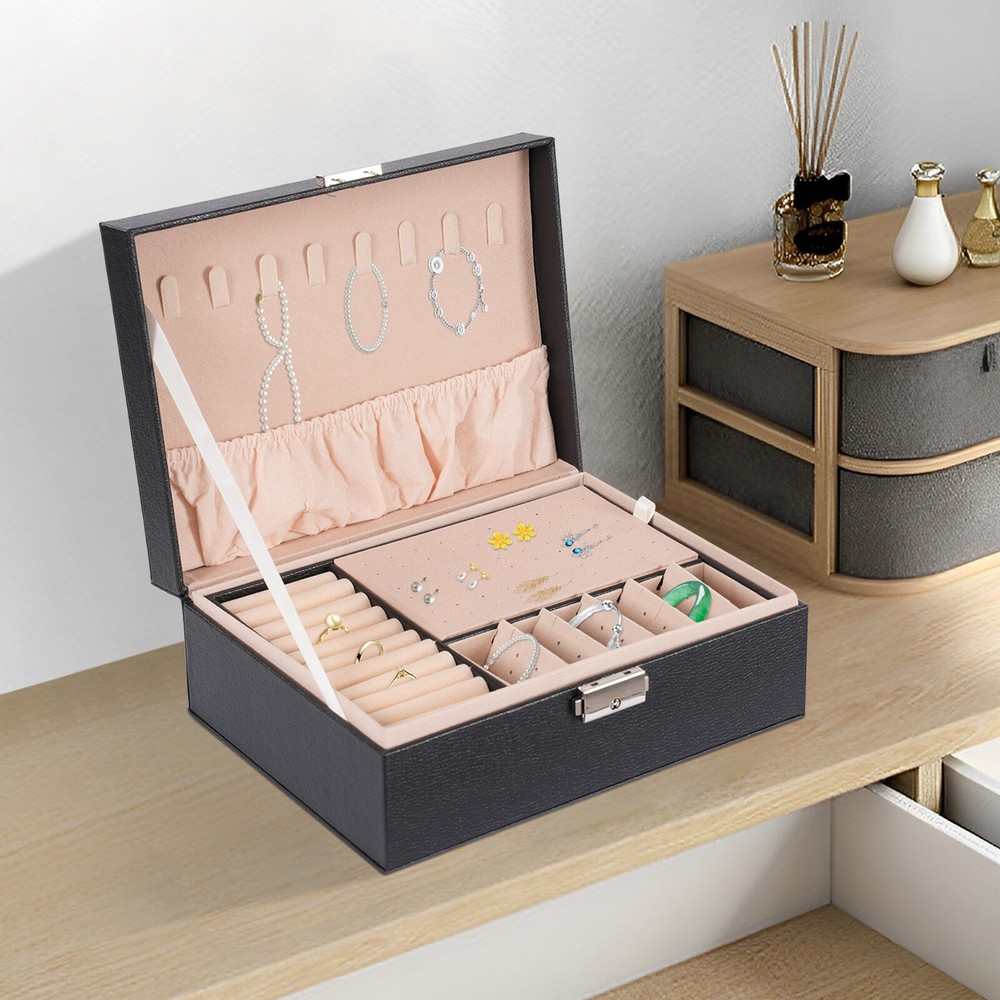 Large Travel Jewelry Organizer Box for Watches Necklaces & Accessories