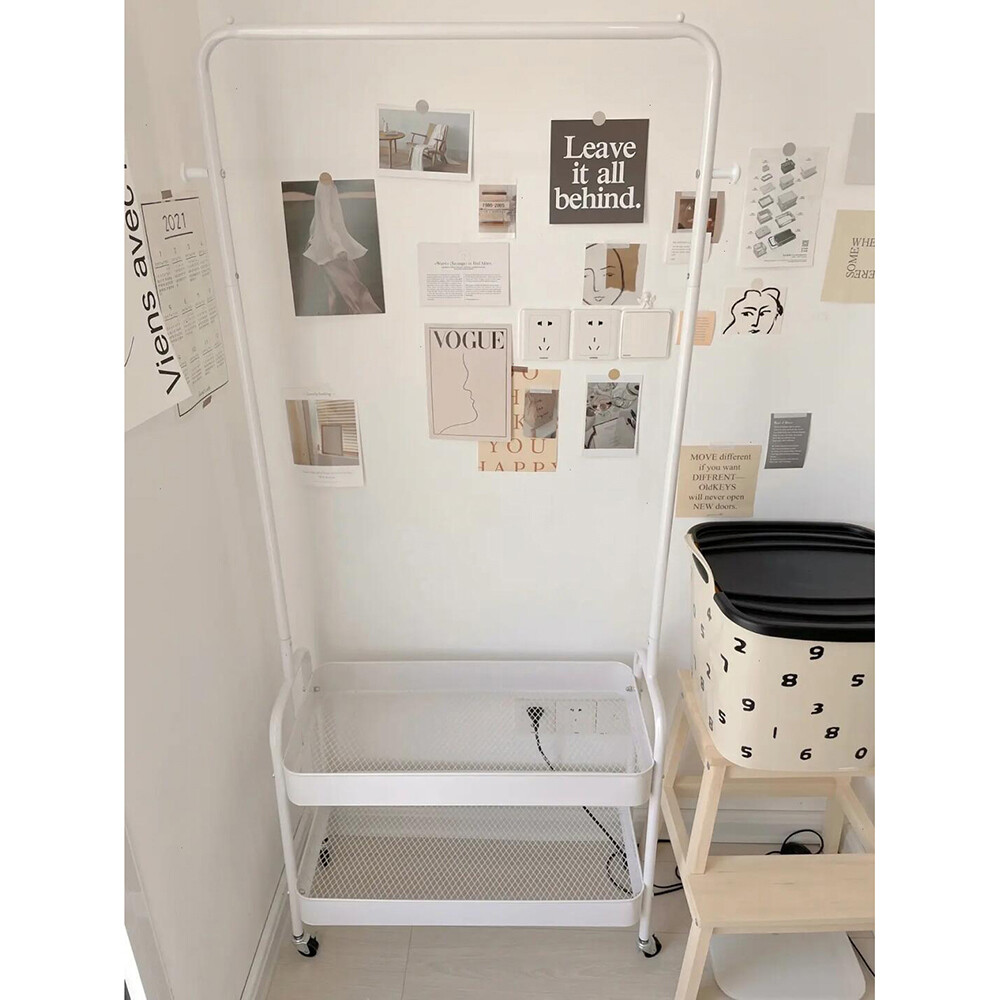 Heavy Duty Closet Organizer Metal 1Bar Garment Rack Clothes Hanger Storage Shoes