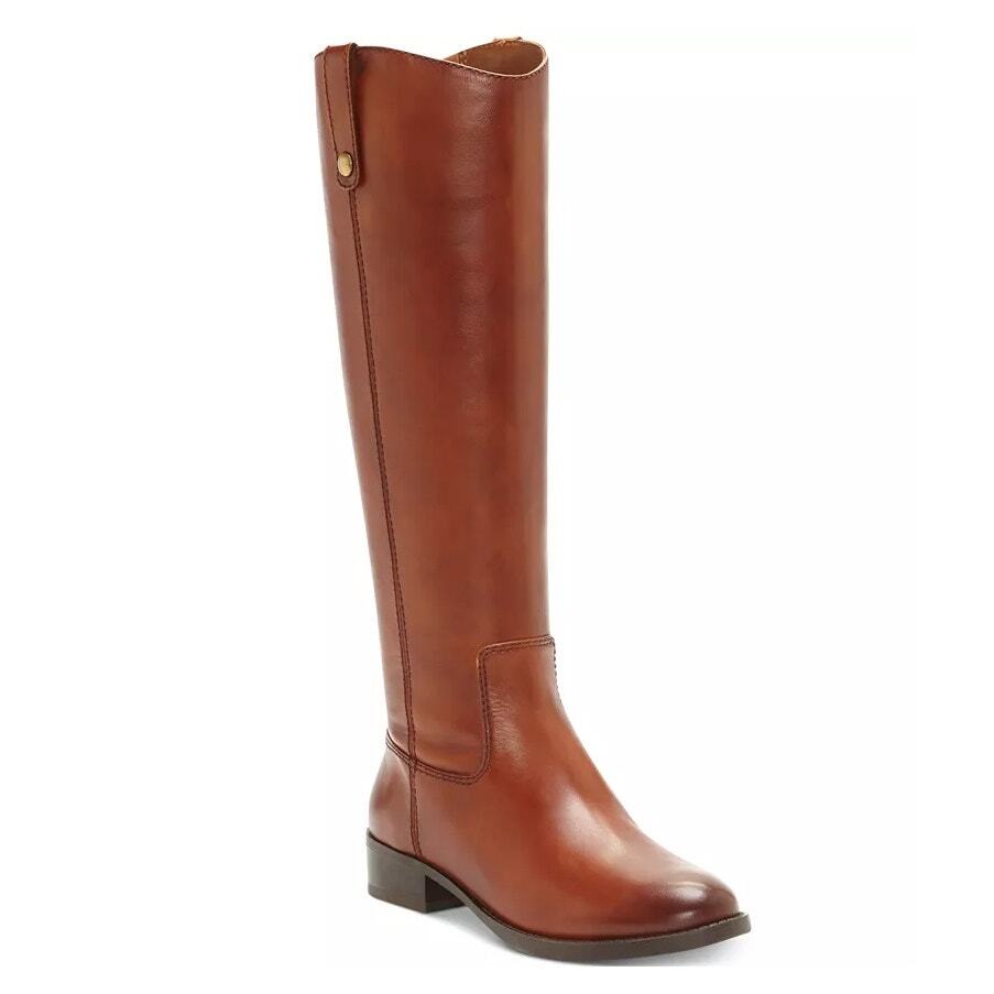 I.N.C. International Concepts Women Cognac Leather Fawne Knee High Boots Size 6M