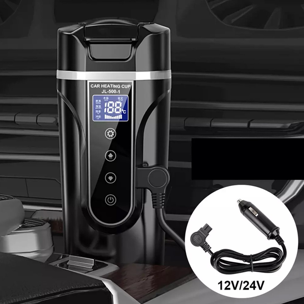 12V 24V 500ml Smart Temperature Control Heated Travel Coffee Mug for Car