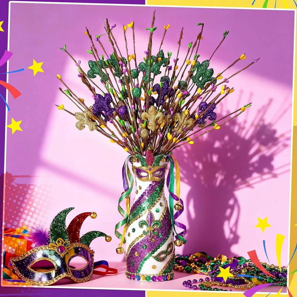 6 Pcs Mardi Gras Centerpiece Table Decor 16.5