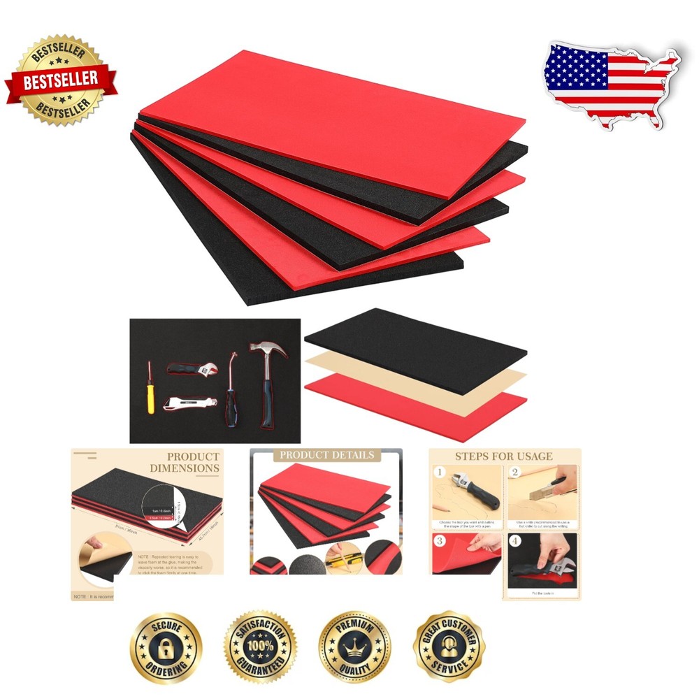 Durable Adjustable EVA Foam Tool Organizers - 3 Sets, Slip Resistant, 18x36 Inch