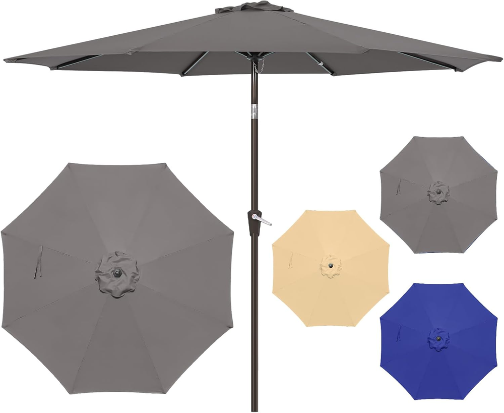 9FT Patio Umbrella Outdoor Table Umbrella with Push Button Tilt and Crank for Ga
