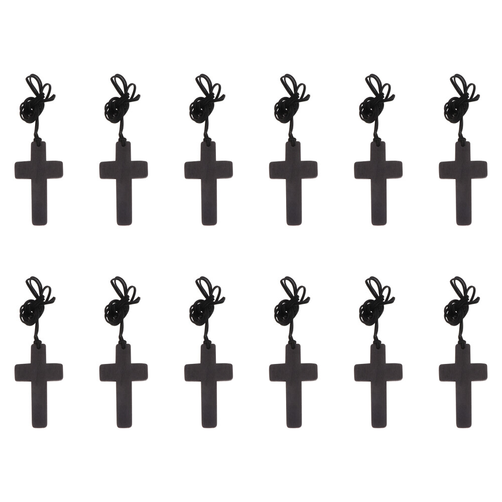 12 Pcs Trendy Unisex Cross Pendant Necklaces Random Rope Colors